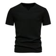 thumbnail image 1 of Maean Mens Ribbed Short Sleeve T Shirt V Neck Slim Stretchy Shirts Basic Solid Color Tee Tops, 1 of 7