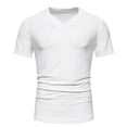 thumbnail image 1 of Maean Mens Ribbed Short Sleeve T Shirt V Neck Slim Stretchy Shirts Basic Solid Color Tee Tops, 1 of 7