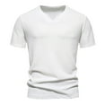 thumbnail image 1 of Maean Mens Ribbed Short Sleeve T Shirt V Neck Slim Stretchy Shirts Basic Solid Color Tee Tops, 1 of 6