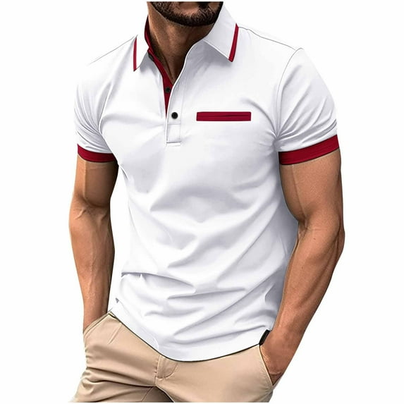 Maean Mens Shirts Classic Short Sleeve Golf Shirt Buttons Neck Collared Tshirts Big and Tall Summer Tee