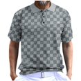 thumbnail image 1 of Maean Mens Shirts Short Sleeve Buttons Collared Summer Causal Tee Textured Plaid Loose Tshirts Tops, 1 of 6