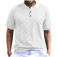 thumbnail image 1 of Maean Mens Shirts Short Sleeve Buttons Collared Summer Causal Tee Textured Plaid Loose Tshirts Tops, 1 of 6