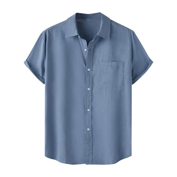 Maean Mens Short Sleeve Button down Casual Shirts Beach Summer Solid Color Work Shirt Vacation Collared Shirts