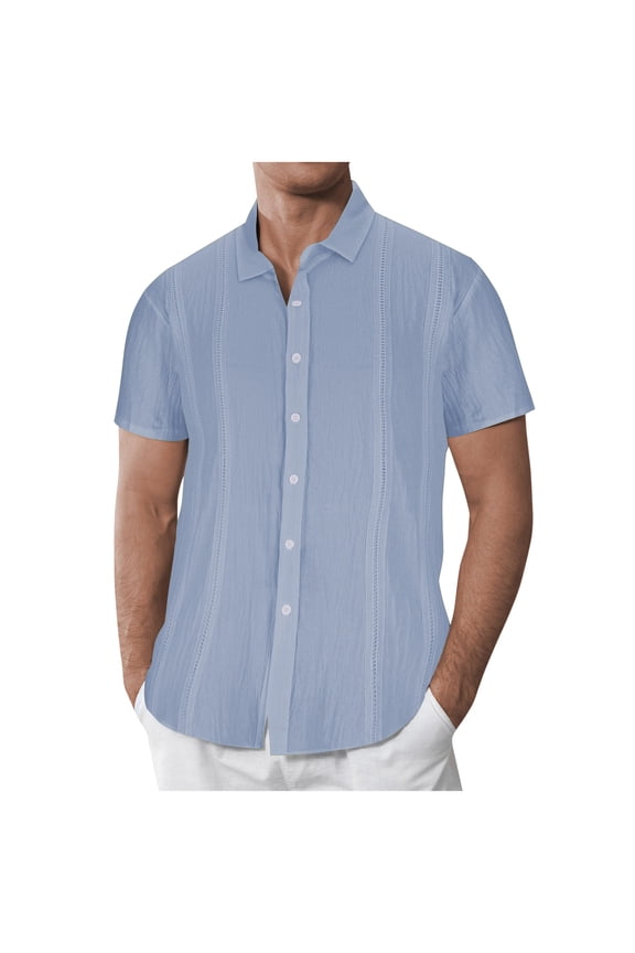 Mens Short Sleeve Shirts Button down Summer Beach Tshirts Casual Lightweight Loose Tee Shirt