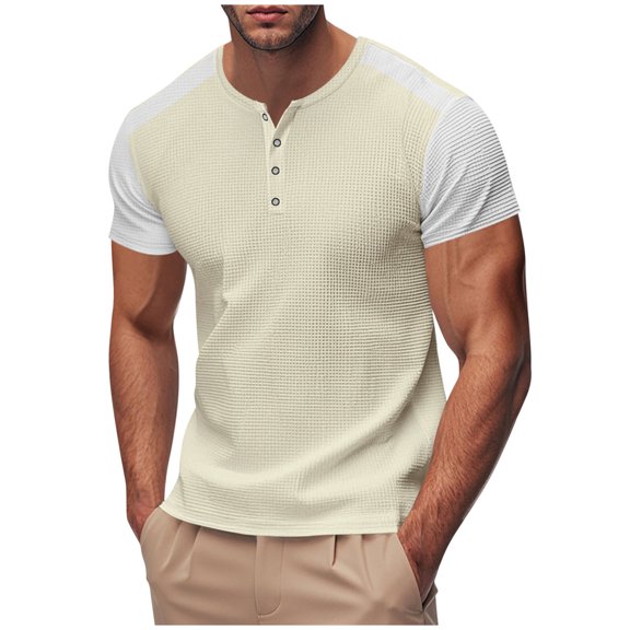 Maean Mens Short Sleeve Shirts Casual Classic Button Basic Pullover Tee Lightweight Stretch T Shirts