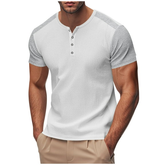 Maean Mens Short Sleeve Shirts Casual Classic Button Basic Pullover Tee Lightweight Stretch T Shirts