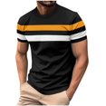 thumbnail image 1 of Maean Mens Short Sleeve Shirts Causal Striped Color Block Crew Neck Tee Workout Athletic Tshirts, 1 of 6