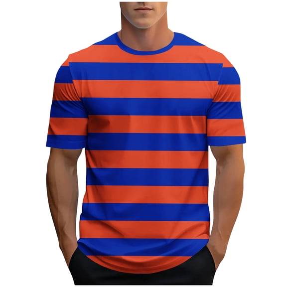 Maean Mens Short Sleeve Shirts Striped Casual Crew Neck Tshirts Summer Basic Loose Tees Tops