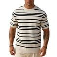 thumbnail image 1 of Maean Mens Short Sleeve Sweaters Ribbed Knit Basic Casual Fashion Crewneck Striped Summer Clothes, 1 of 6