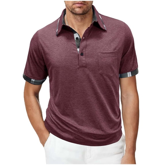 Maean Mens Short Sleeve Tops Collared Golf Shirt with Pockets Athletic Casual Summer Buttons Tee