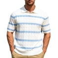 thumbnail image 1 of Maean Mens Striped Short Sleeve Top Sweaters Collared Fashion Dressy Knit Shirts for Work Business Blouses, 1 of 6