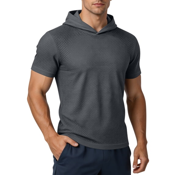 Maean Mens Sun Protection Hoodie Shirts Short Sleeve Lightweight Quick Dry Hiking Running Athletic Shirt