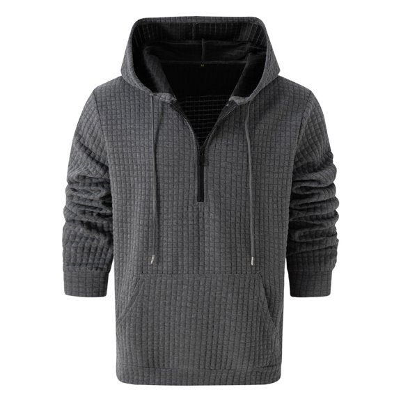 Maean Mens Sweatshirts Half Zipper Hoodie Pullover Long Sleeve Textured Sweatshirt with Pockets