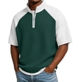 thumbnail image 1 of Maean Mens Textured Shirt Short Sleeve Shirts Quarter Zipper Summer Loose Tops Pullover Sweatshirts, 1 of 5