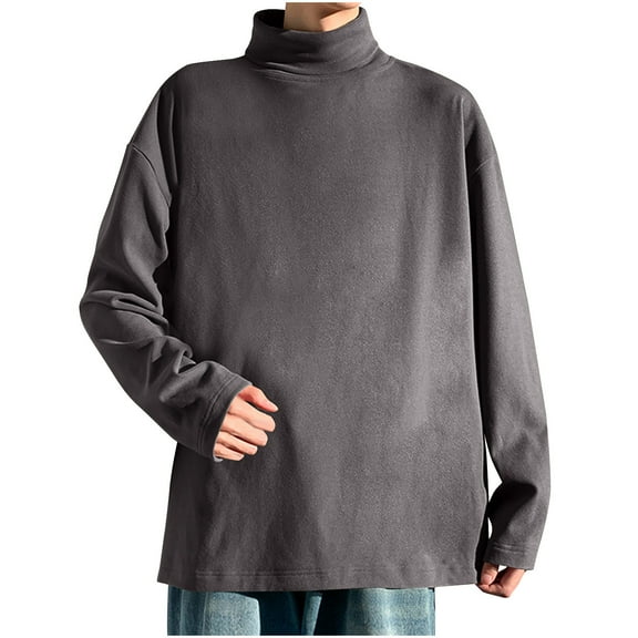 Maean Mens Thermal Long Sleeve Shirt Fleece Lined Shirts Mock Neck Long Sleeve Undershirt Loose Layer Winter Tops