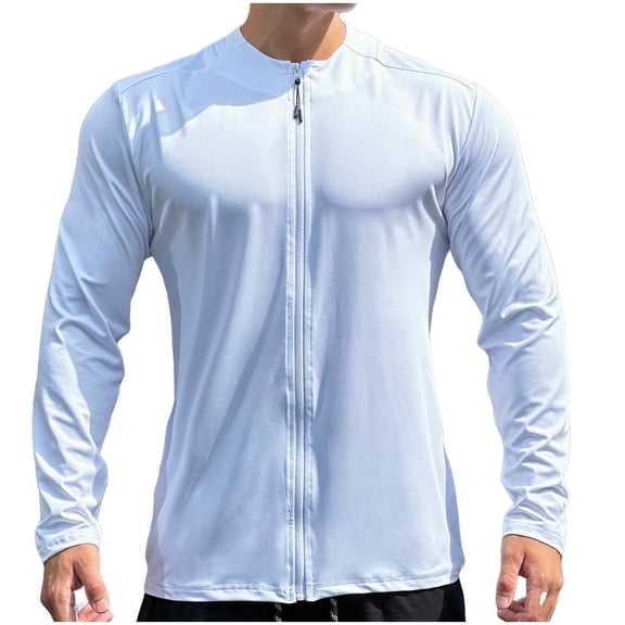 Maean Mens Zip up Athletic Shirts Jackets Lightweight Breathable Long Sleeve for Hiking Running