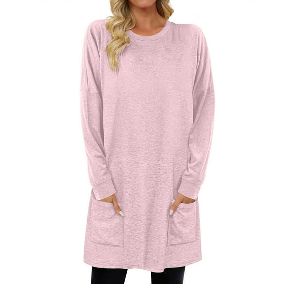 Maean Oversized Shirts for Womens Plus Size Baggy Long Sleeve Lightweight Crewneck Sweatshirt with Pockets