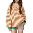 thumbnail image 1 of Maean Oversized Striped Shirts for Kids Girls Loose Fitting Causal Round Neck Long Sleeve Sweatshirts, 1 of 3