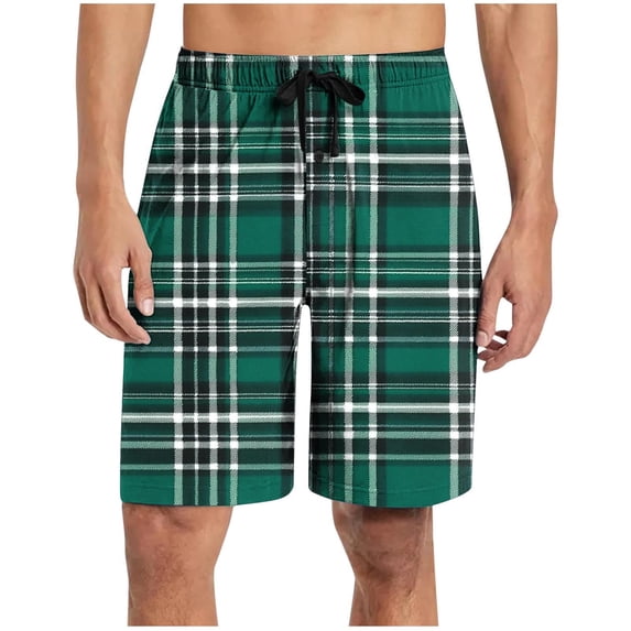 Maean Plaid Shorts for Mens Lightweight Elastic Waist Drawstring Loungewear Bottoms Short Pants with Pockets