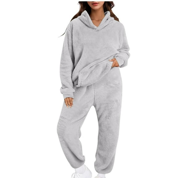 Maean Plus Size Fleece Lounge Sets for Women Pullover Pjs Fuzzy Sleepwear Pants 2 Piece Pajamas