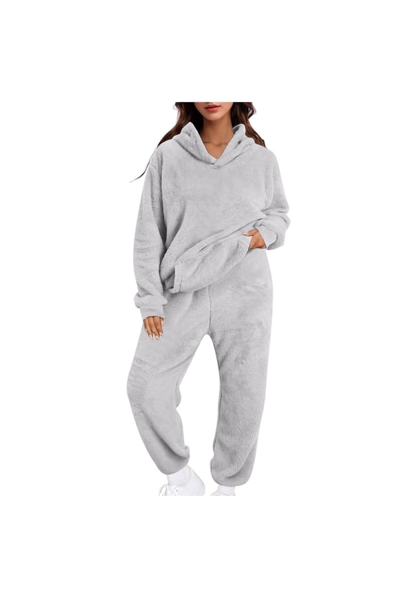 Plus Size Fleece Lounge Sets for Women Pullover Pjs Fuzzy Sleepwear Pants 2 Piece Pajamas