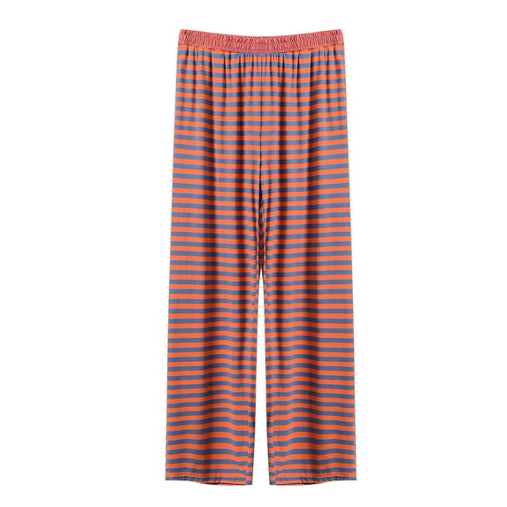 Maean Plus Size Pjs Pants for Womens Wide Leg Baggy Lounge Bottoms Striped Sleepwear Pajamas XL-7XL