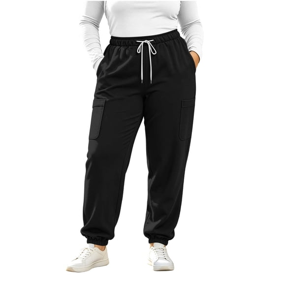 Maean Plus Size Sweatpants for Cargo Pants Drawstring Elastic Waist Casual Joggers Sweatpant with Pockets