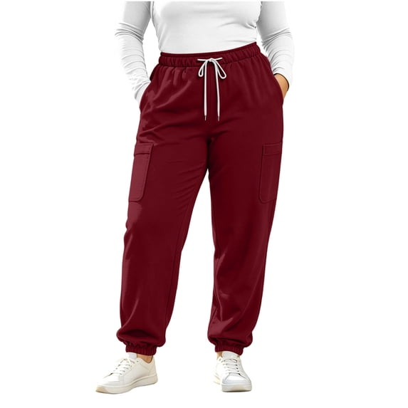 Maean Plus Size Sweatpants for Cargo Pants Drawstring Elastic Waist Casual Joggers Sweatpant with Pockets