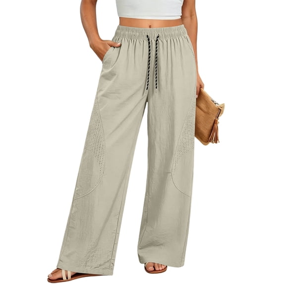 Maean Plus Size Womens Athletic Pants Wide Leg Elastic Waist Pant Workout Gym Running with Pockets
