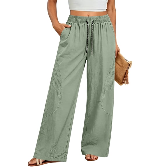 Maean Plus Size Womens Athletic Pants Wide Leg Elastic Waist Pant Workout Gym Running with Pockets