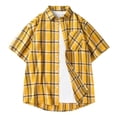 thumbnail image 1 of Maean Plus Size Womens Plaid Shirts Button down Oversized Baggy Tops Short Sleeve Casual Cover up, 1 of 4
