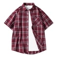 thumbnail image 1 of Maean Plus Size Womens Plaid Shirts Button down Oversized Baggy Tops Short Sleeve Casual Cover up, 1 of 7