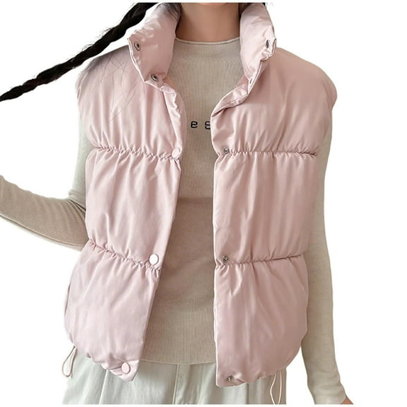 Maean Puffer Vest for Womens Lightweight Jackets Stand Collar Sleeveless Padded Button Jacket Coat
