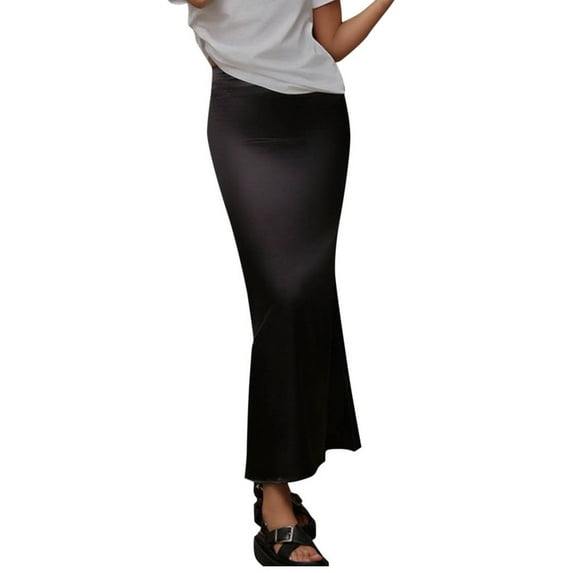 Maean Satin Skirt for Womens High Waist Silky a Lined Long Skirts Business Casual Formal Dresses