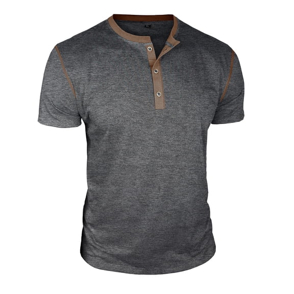 Maean Short Sleeve Shirts for Men's V Neck Buttons Workout Tops Classic Casual Summer Tshirts