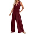 thumbnail image 1 of Maean Sleeveless Jumpsuit for Women V Neck Elegant Dressy Slim Elastic Waist Casual Rompers Work Long Pants, 1 of 6