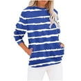 thumbnail image 1 of Maean Striped Shirts for Womens Causal Long Sleeve Crew Neck Pullover Sweatshirt with Pockets, 1 of 5