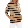thumbnail image 1 of Maean Striped Shirts for Womens Causal Long Sleeve Crew Neck Pullover Sweatshirt with Pockets, 1 of 5