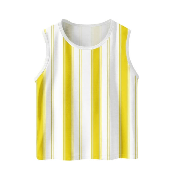 Maean Summer Tanks Top for Boys Girls Sleeveless Crew Neck Striped Loose Tank Shirts 3-15 Years