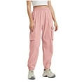 thumbnail image 1 of Maean Sweat Pants for Women with Pockets Elastic High Waist Sport Running Solid Color Athletic Cargo Trousers, 1 of 7