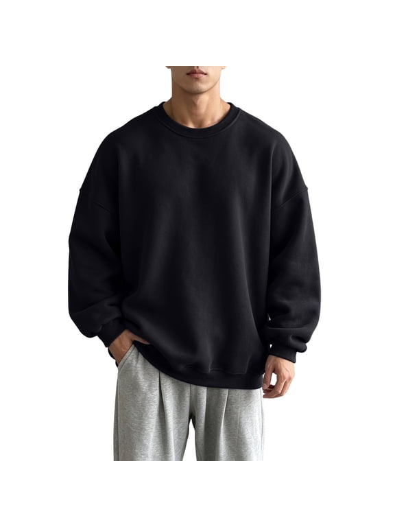 Sweatshirt for Mens Big and Tall Crew Neck Sweat Shirts Long Sleeve Lightweight Fleece Shirt