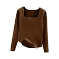 thumbnail image 1 of Maean Thermal Tops for Women Long Sleeve Square Neck Plain Undershirts Fall Winter Warm Shirts, 1 of 5