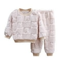 thumbnail image 1 of Maean Toddler Kids Plush Pajama Clothes Winter Warm Fleece Jackets Tops and Pants 2 Piece Outfits, 1 of 3