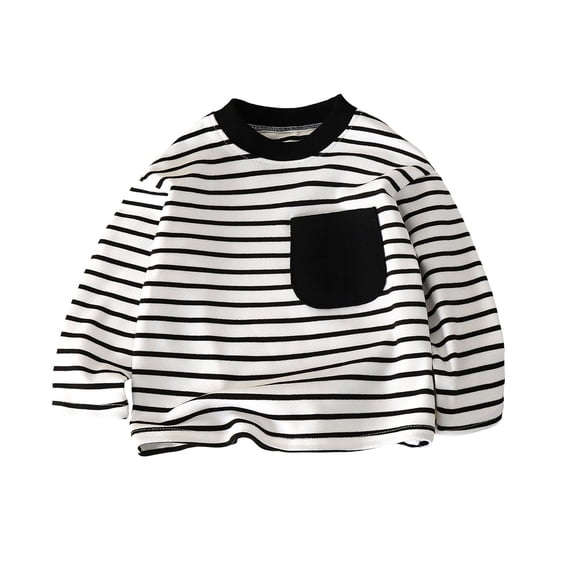Maean Toddler Kids Striped Crew Neck T Shirts Basic Long Sleeve Tees Comfortable Casual Tops