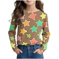 thumbnail image 1 of Maean Toddler Long Sleeve Shirts Star Graphic Crewneck Pullover Causal Loose Tee Tshirts for Kids, 1 of 7