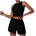 thumbnail image 1 of Maean Trendy Two Piece Summer Outfits for Women Sleeveless Tank Crop Tops and Drawstring High Waist Shorts Sets, 1 of 3