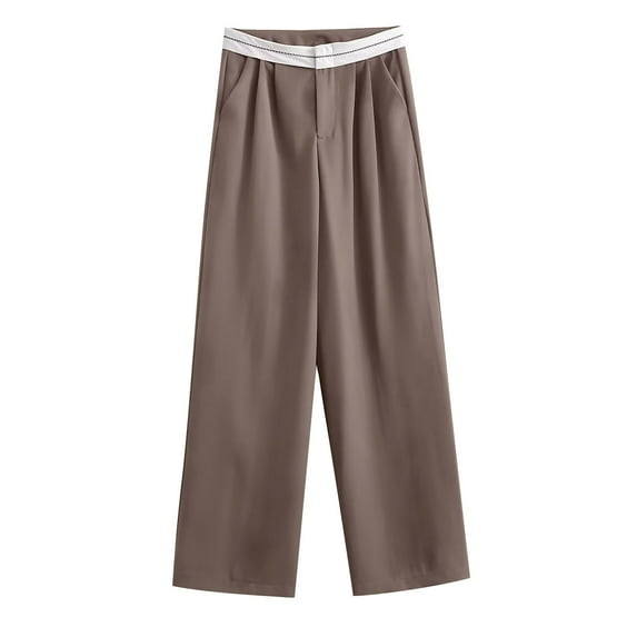 Maean Wide Leg Lounge Pants for Women High Waisted Loose Solid Color Pleated Trendy Trousers with Pockets