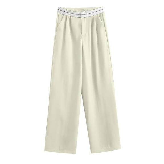 Maean Wide Leg Lounge Pants for Women High Waisted Loose Solid Color Pleated Trendy Trousers with Pockets