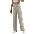 thumbnail image 1 of Maean Wide Leg Pant for Women High Waist Drawstring Palazzo Lounge Trousers Ribbon Knit Pajamas Pants, 1 of 7