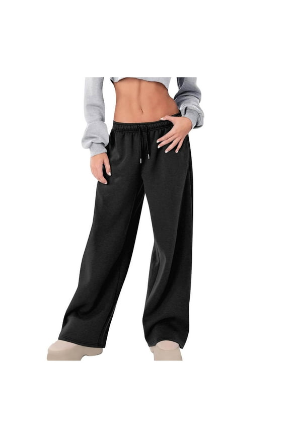 Wide Leg Sweatpants for Women Casual Loose Solid Color Pants Comfy Lounge Joggers Baggy Pants With Pockets